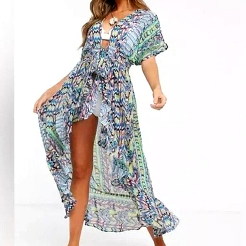 America & Beyond Women's Aztec Printed Beach Swimsuit Cover Up One Size